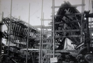 HMS Verdun and HMS Versatile under construction at the Hawthorn Leslie shipyard, Hebburn, 5 May 1915 (TWAM ref. 4471/3)