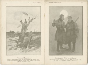 There was an exhibition of drawings by Bruce Bairnsfather at South Shields Museum in 1917-18 which was very popular, the drawings were humorous depictions of life at the front.