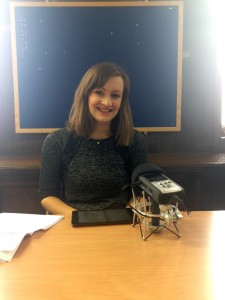 BBC's Jennifer Bartram recording bespoke weather reports