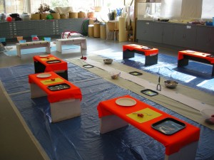 The studio prepared for Mini Art Club