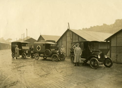 Photograph taken ‘somewhere in France’ shows Marjorie on the left, and Kitty in the centre.