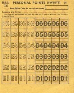 Coupons inside a 1953-54 ration book